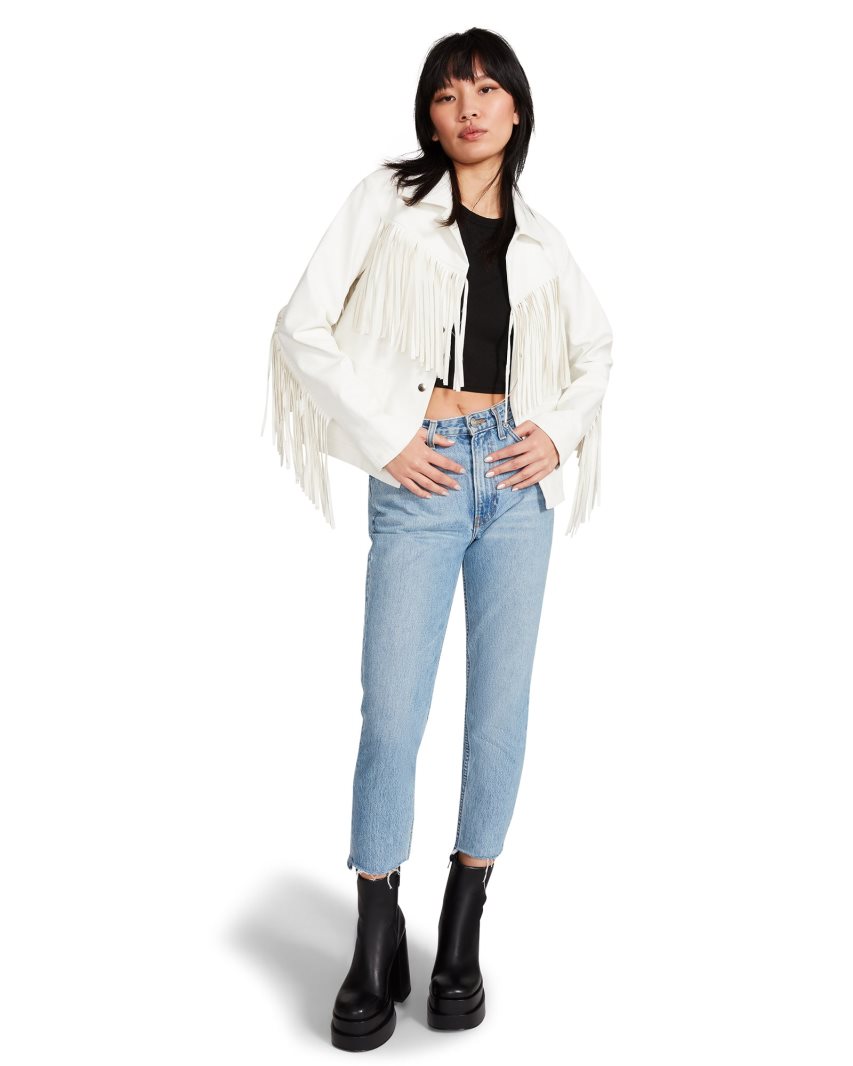 White Steve Madden Fringe Women's Jackets | NZOTJ6385