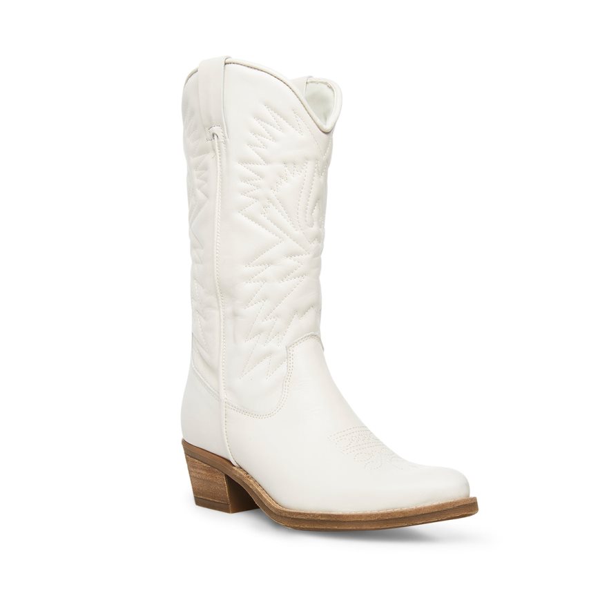 White Steve Madden Hayward Leather Women's High Boots | NBGHS6521