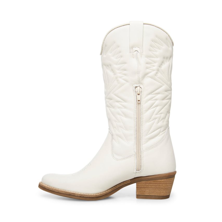 White Steve Madden Hayward Leather Women's High Boots | NBGHS6521