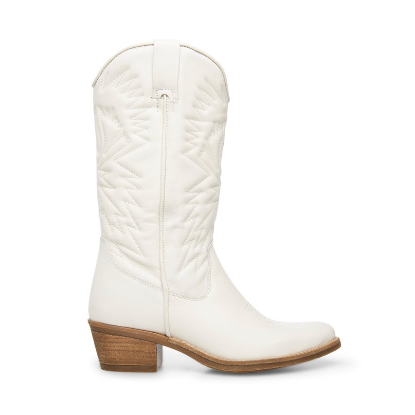 White Steve Madden Hayward Leather Women\'s High Boots | NBGHS6521