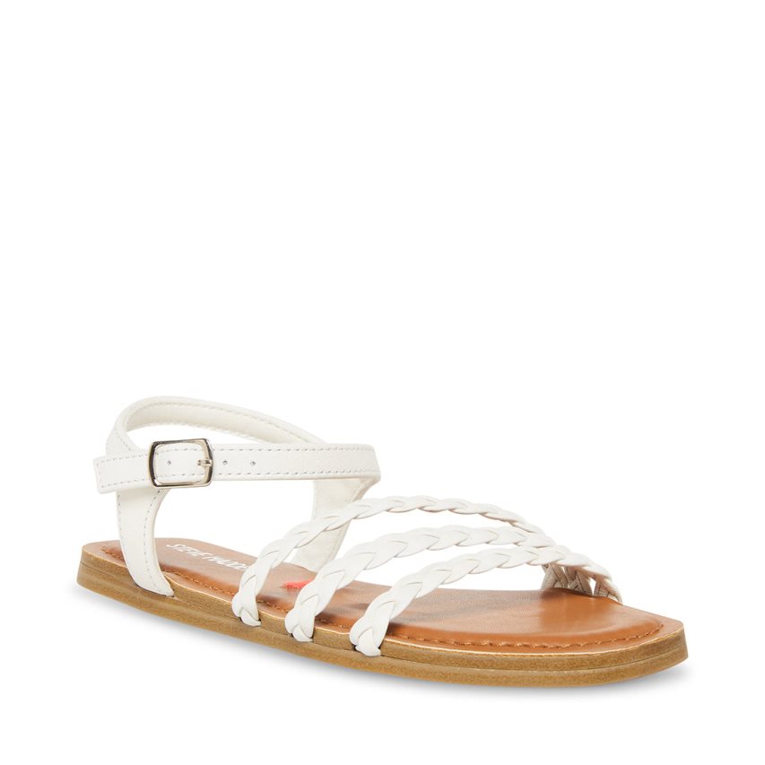 White Steve Madden Jgeorjia Kids' Flat Sandals | PEAYC5829