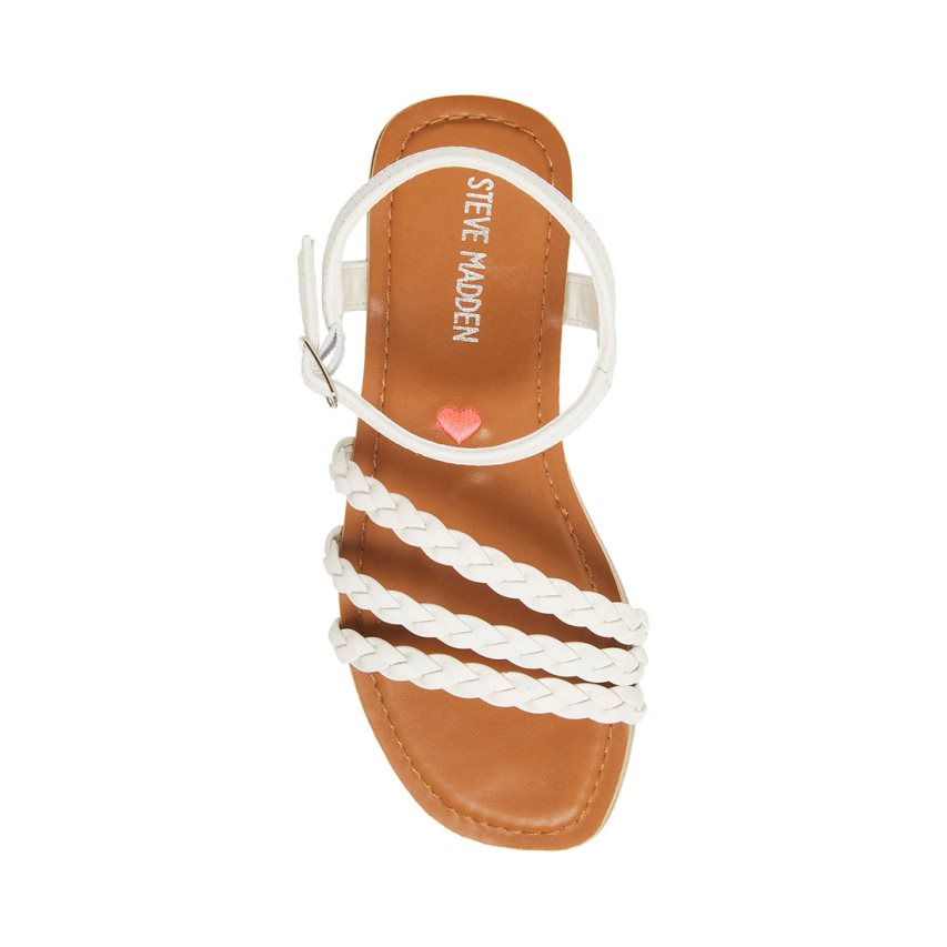 White Steve Madden Jgeorjia Kids' Flat Sandals | PEAYC5829