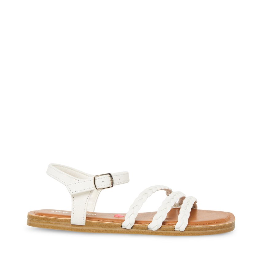 White Steve Madden Jgeorjia Kids\' Flat Sandals | PEAYC5829