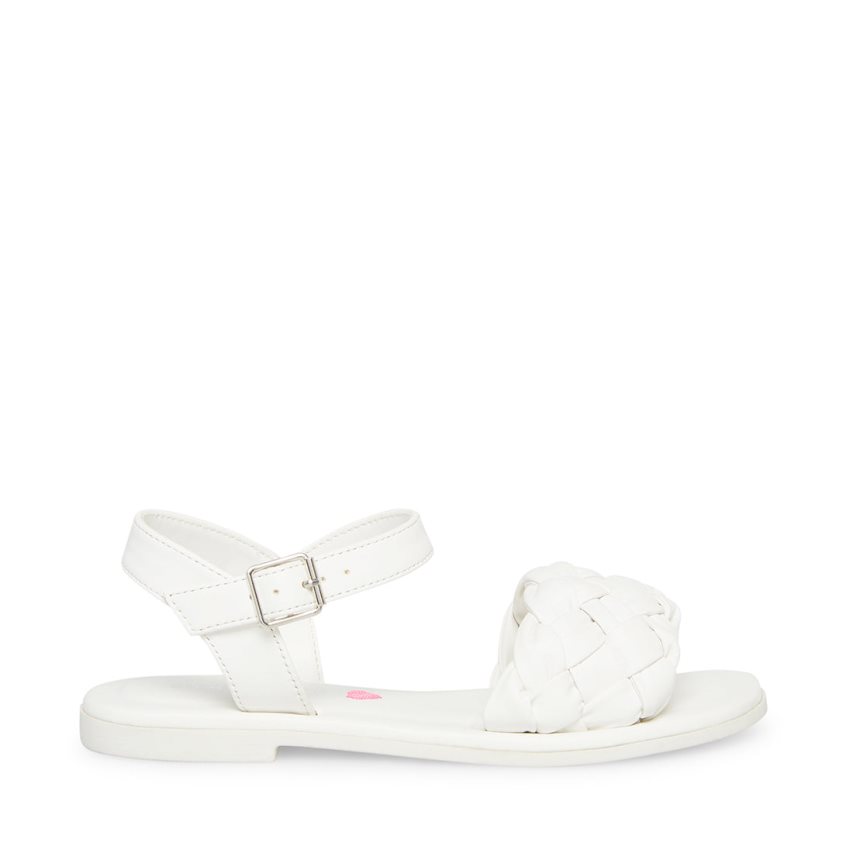 White Steve Madden Jkarina Kids\' Flat Sandals | NBOPV3950