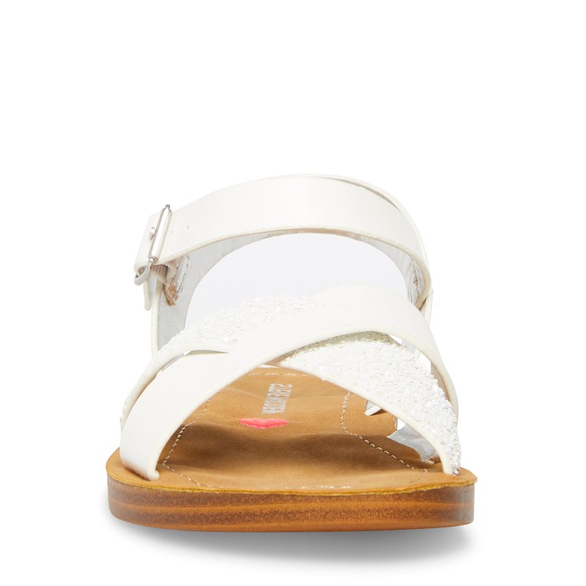 White Steve Madden Jleague Kids' Flat Sandals | TPUC124150