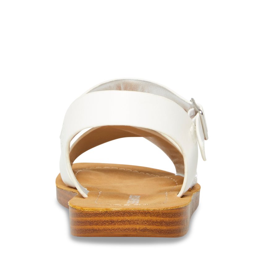 White Steve Madden Jleague Kids' Flat Sandals | TPUC124150