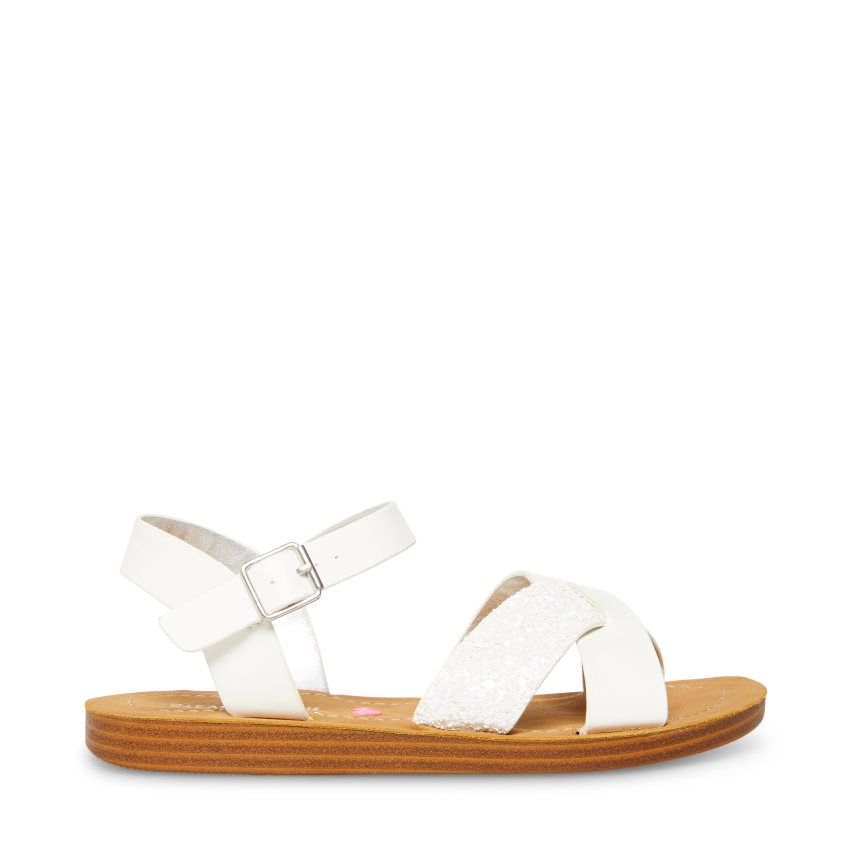 White Steve Madden Jleague Kids\' Flat Sandals | TPUC124150