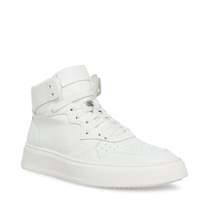 White Steve Madden Jorgee-h Leather Men's Sneakers | UZOLS9562