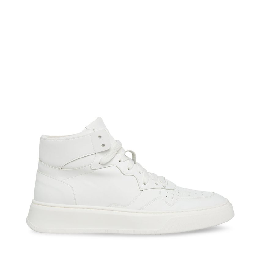 White Steve Madden Jorgee-h Leather Men\'s Sneakers | UZOLS9562