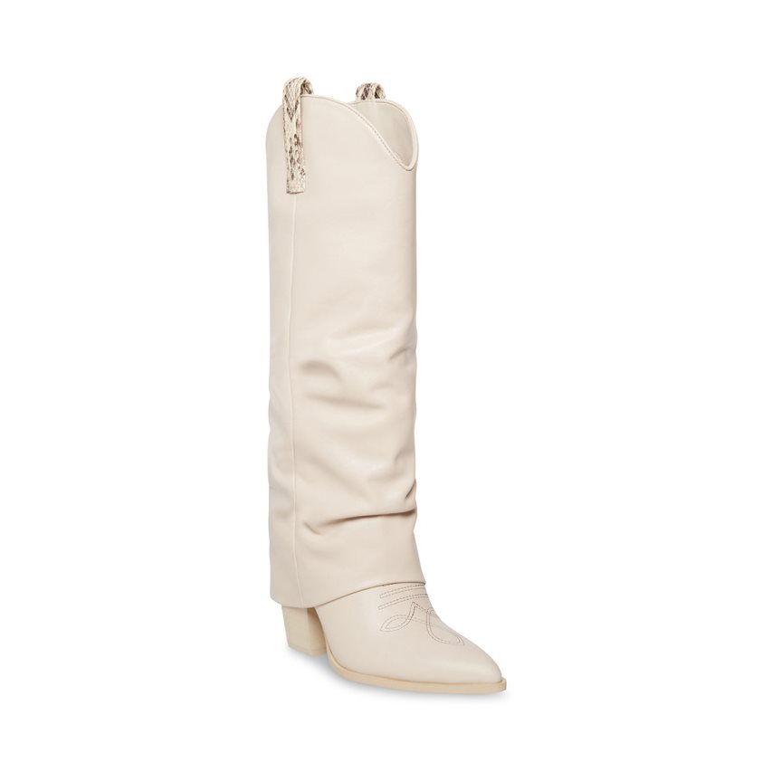 White Steve Madden Lassy Leather Women's Knee-high Boots | MNEBU1524