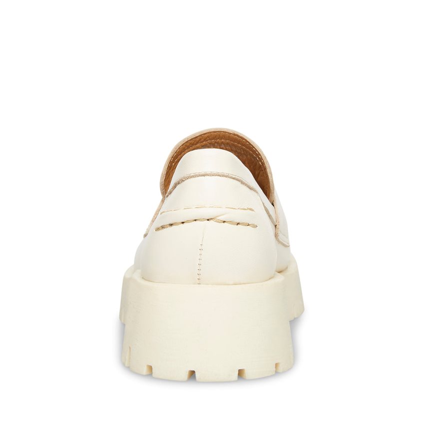 White Steve Madden Lawrence Leather Women's Loafers | MDSVX5681