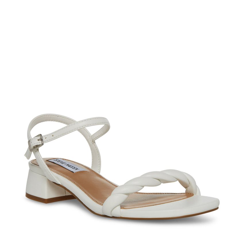 White Steve Madden Magnetic Women's Heels Sandals | MKOSC1507