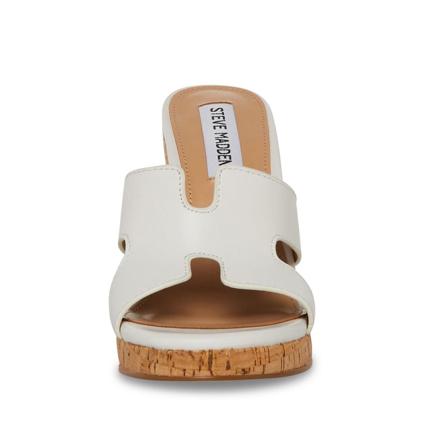 White Steve Madden Mayson Leather Women's Wedges | GBSRM1256