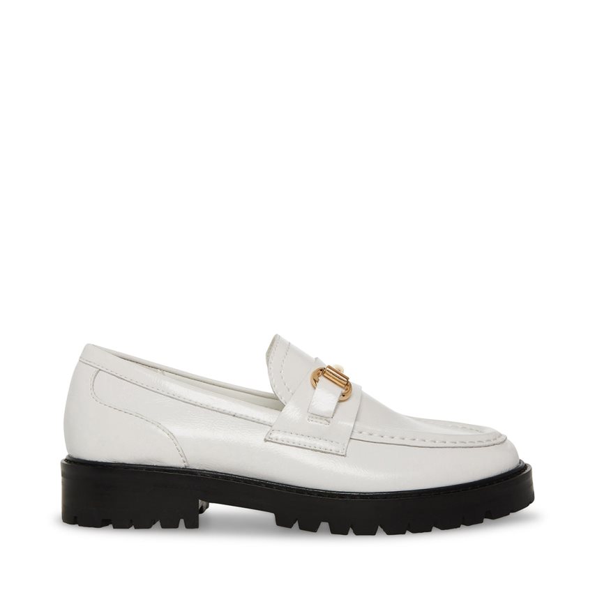 White Steve Madden Mistor Leather Women\'s Loafers | AOKEJ8647