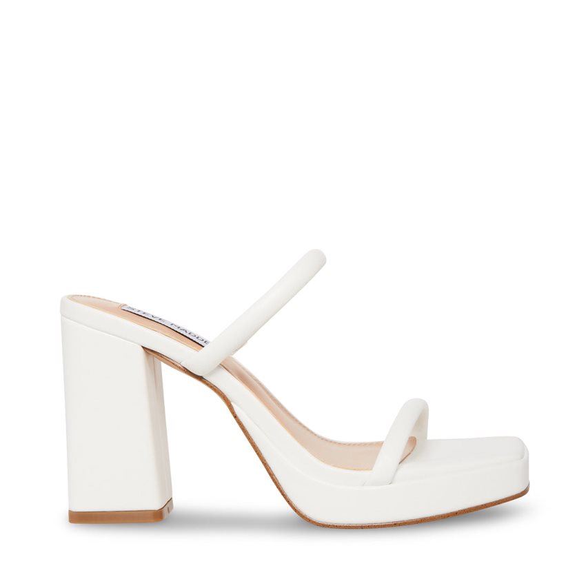 White Steve Madden Polly Women\'s Heels Sandals | LTCVK5910