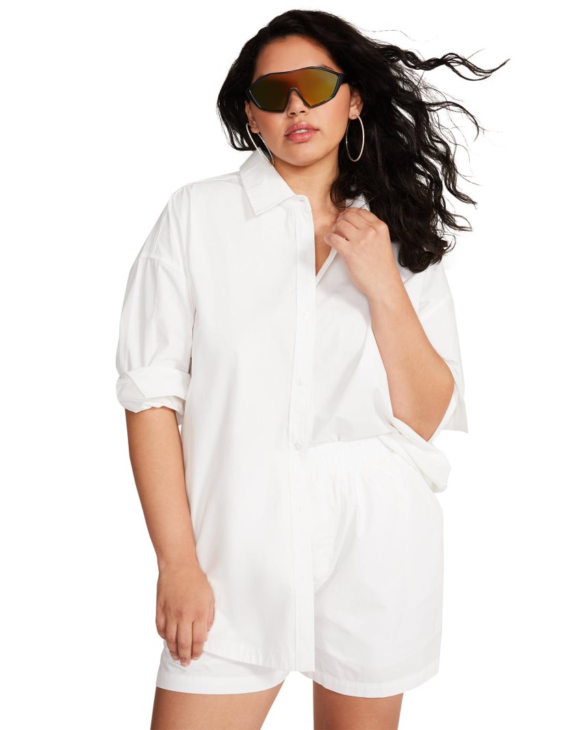 White Steve Madden Poppy Top Women's Shirts | JEPXF3179