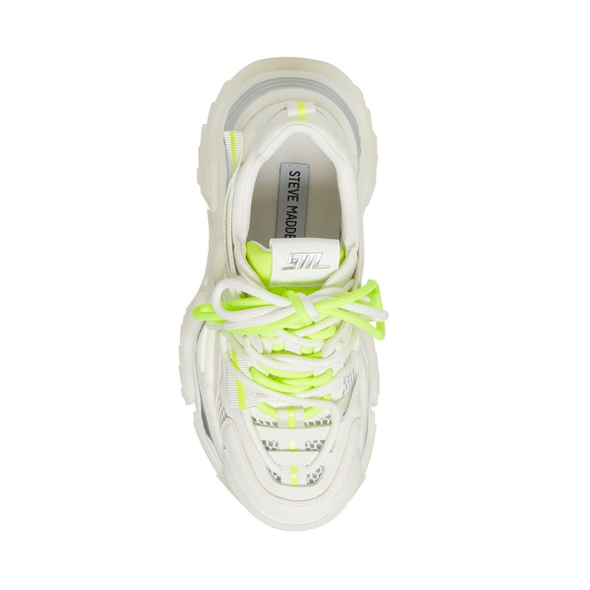 White Steve Madden Power Women's Sneakers | Z12JEB3479