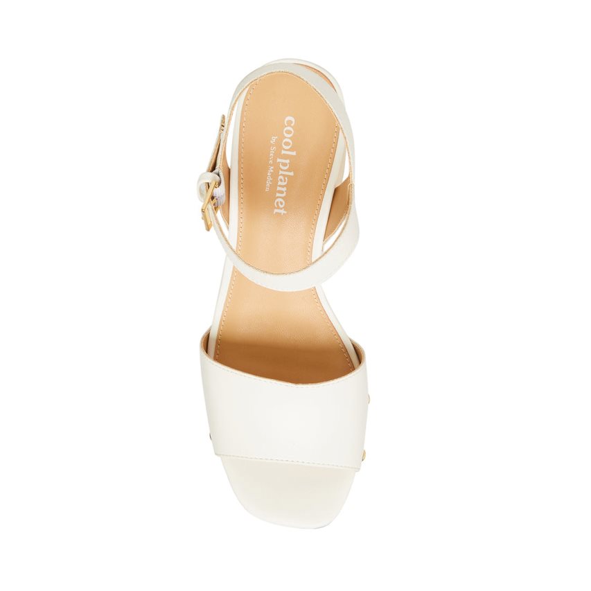 White Steve Madden Rubyy Women's Heels Sandals | YCRFM7123