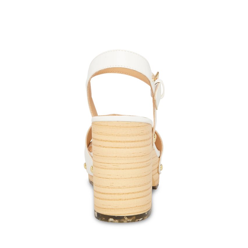 White Steve Madden Rubyy Women's Heels Sandals | YCRFM7123