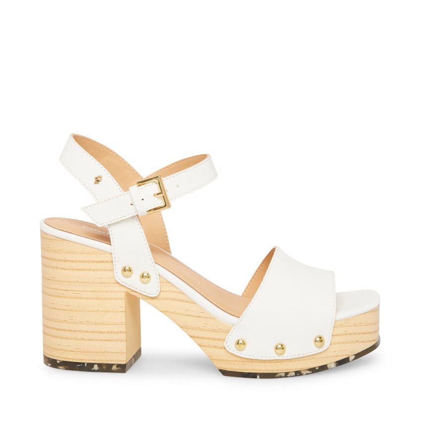 White Steve Madden Rubyy Women\'s Heels Sandals | YCRFM7123