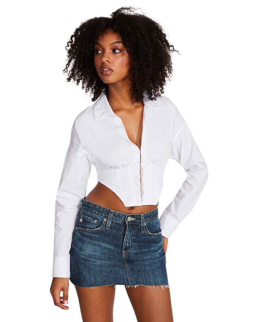 White Steve Madden Stassi Women's Shirts | ZIUWP6970