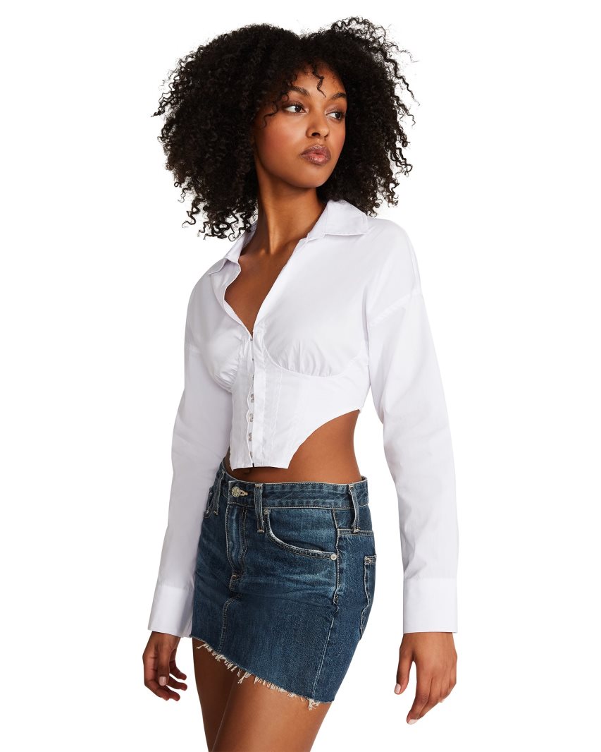 White Steve Madden Stassi Women's Shirts | ZIUWP6970