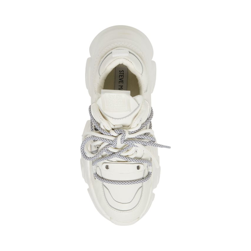 White Steve Madden Troy Leather Women's Sneakers | PNZS128092