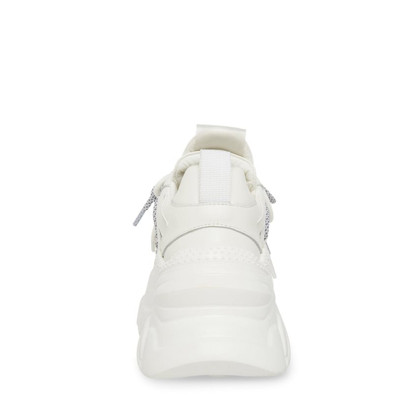 White Steve Madden Troy Leather Women's Sneakers | PNZS128092