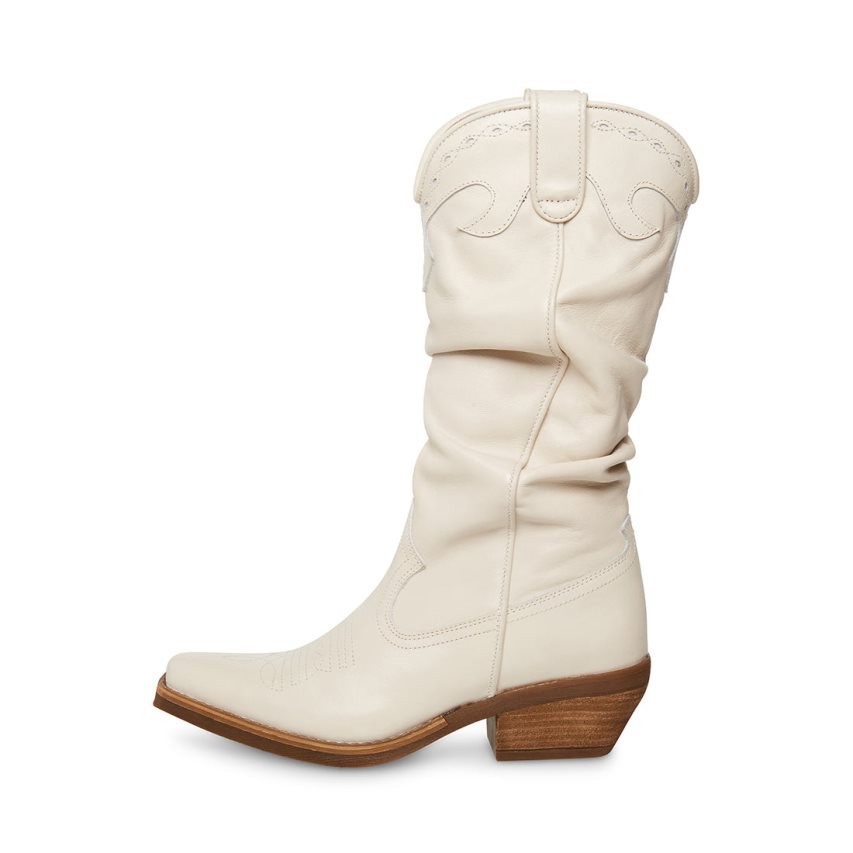 White Steve Madden Whiskey Leather Women's High Boots | LUZN128712