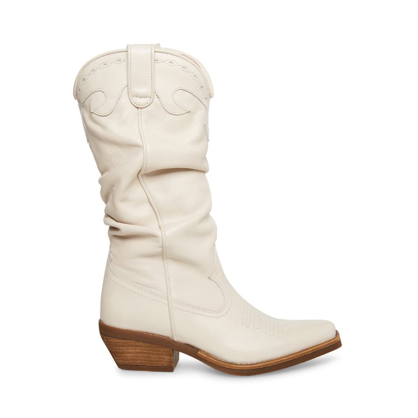 White Steve Madden Whiskey Leather Women\'s High Boots | LUZN128712