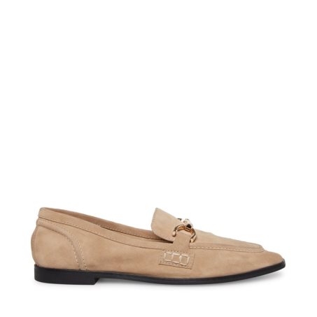 Beige Steve Madden Carrine Suede Women's Loafers | UDHFZ4531