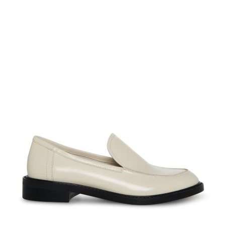 Beige Steve Madden Larusso Leather Women's Loafers | TBVOE0432