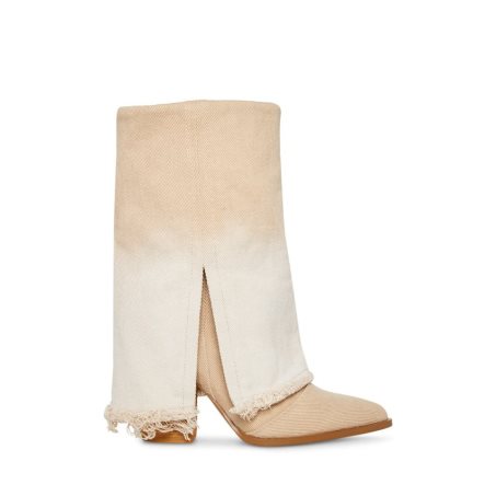 Beige Steve Madden Livvy Denim Women's High Boots | ZNR12G1086