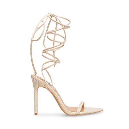 Beige Steve Madden Premier Women's Heels Sandals | SVMHC7106