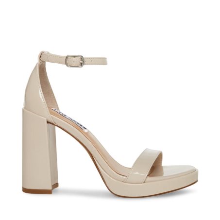 Beige Steve Madden Susan Patent Women's Heels Sandals | BFWJR6049