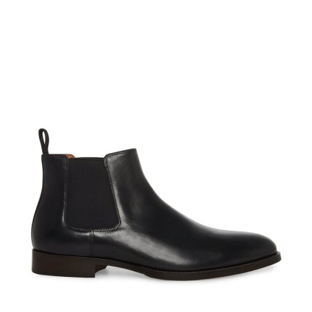 Black Steve Madden Agate Leather Men's Chelsea Boots | PLU12I2589