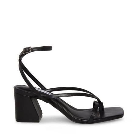 Black Steve Madden Alaina Leather Women's Heels Sandals | RSHTD6159