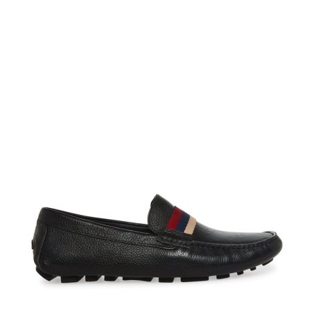 Black Steve Madden Baz Leather Men's Loafers | CBULN8425