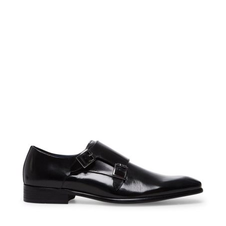 Black Steve Madden Beaumont Leather Men's Loafers | DJLUB3026