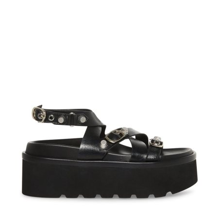 Black Steve Madden Brant Women's Platform Sandals | SFKGY9816