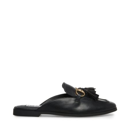 Black Steve Madden Cayler Leather Women's Mules | FKDNW9530