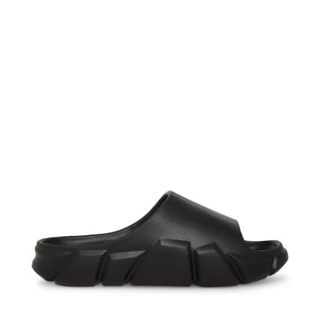 Black Steve Madden Charged Men's Slides | EFASD8945