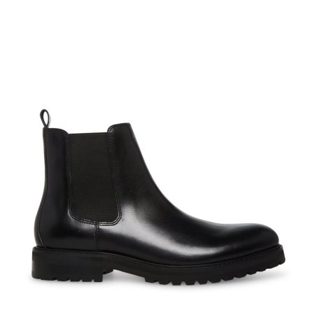 Black Steve Madden Duren Leather Men's Chelsea Boots | XZEOU1072