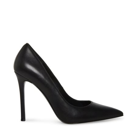 Black Steve Madden Evelyn Leather Women's Heels | ATWSR6203