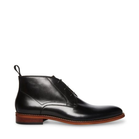 Black Steve Madden Favien Leather Men's Derby Shoes | VJWZE6794