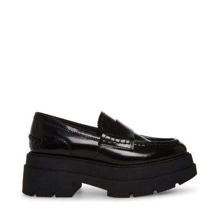 Black Steve Madden Gaven Leather Women's Platform Shoes | PWHES3412