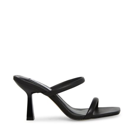 Black Steve Madden Joy Leather Women's Heels Sandals | UWIGA6079