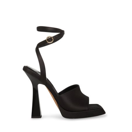 Black Steve Madden Kendall Satin Women's Heels Sandals | RMHAZ1957