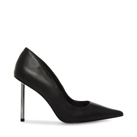 Black Steve Madden Kristie Leather Women's Heels | PYLMS0923