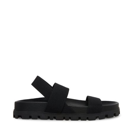 Black Steve Madden Landmark Women's Flat Sandals | VON12P9820